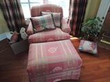upholstered chair and ottoman
