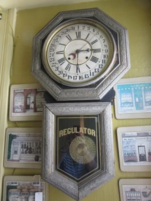 EN Welch of Connecticut made this clock in about 1860.  It is a calendar and regulator clock. this is one of 10  early clocks in the house.  5 are made in Weedsport.  All in working condition. 