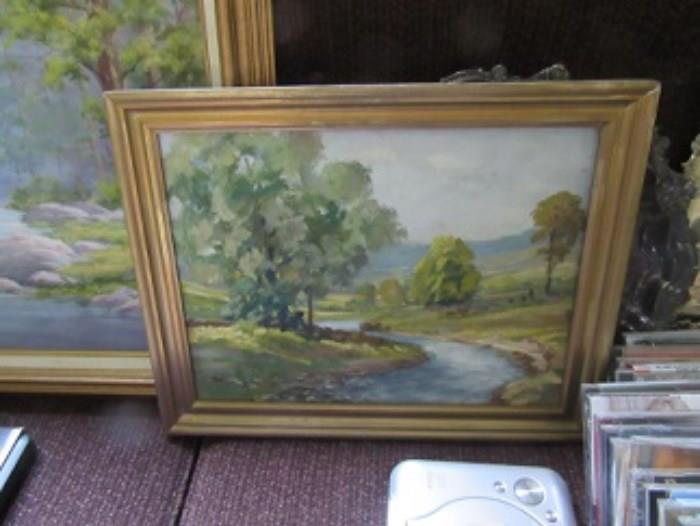 Maud Myers was a china painter.  she worked with Barney and was President of the Daubers at one time. this painting is of Owasco Outlet in Auburn. 