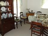 Mahogany china cabinet, table and chairs