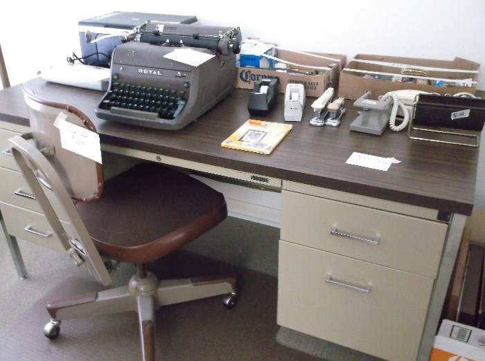Office desk and Royal typewriter