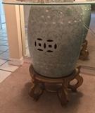 Blue scroll celadon garden seat table