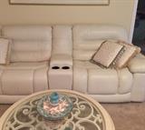 Leather Sectional, custom overstuffed pillows