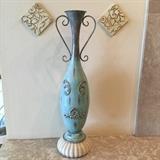 Blue urns mantle accessory, decorative scroll wall tiles