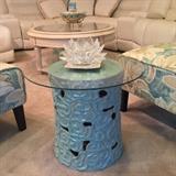 Blue cloud scroll celadon garden seat table