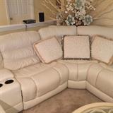 Leather Sectional, custom overstuffed pillows