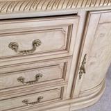 blonde wood four door formal china cabinet