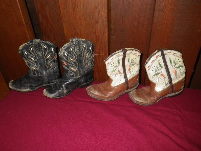 Vintage childs' leather cowboy boots