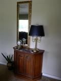 Table, Mirror, Lamp, Clock
