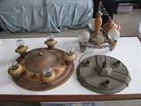 vintage lighting fixtures, two repainted and rewired, one original