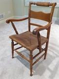 Ant. Side Chair, Spool Turned Legs, Stretchers & Rail, Rush Seat,
