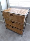 Steel Frame Wicker Three Drawer Chest,