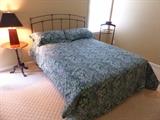 Queen Bed Set, Ant. Styled Arched Wrought Iron Rod Headboard, Gunmetal Gray, w/ Sealy Posturpedic (Firm) Mattress (Guest Room)