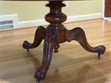 Fine Crotch Mahogany Carved Base Dining Table