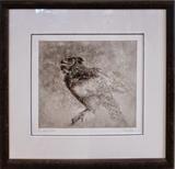 "Night Watcher" Melanie Fain, LE Etching & Watercolor