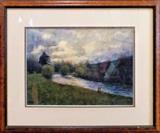 "Bank Willows & Riffle", Watercolor, Thomas Aquinas Daly, Listed Artist