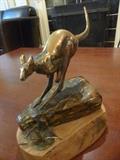 Bronze "Spirit " Mounted on Boulder Opal & Wood, Bodo Muche (Austrailia)