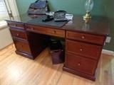Executive Office Set (Priced Separetely), Glass Topped Mahogany: Desk, Computer Return, Sm Glass Door Bookcase