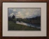 "Bank Willows & Riffle" Watercolor on Paper, Thomas Aquinas Daly (New York 1937- ), 15-1/2" x 11"