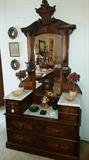Beautiful marbled Victorian mirrored dresser/vanity.