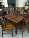Oak Draw Leaf Table and Four Chairs