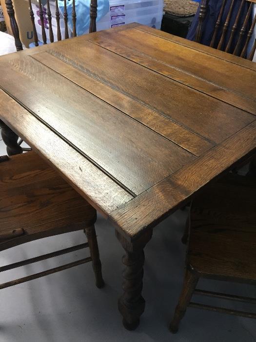 Oak Draw Leaf Table and Four Chairs