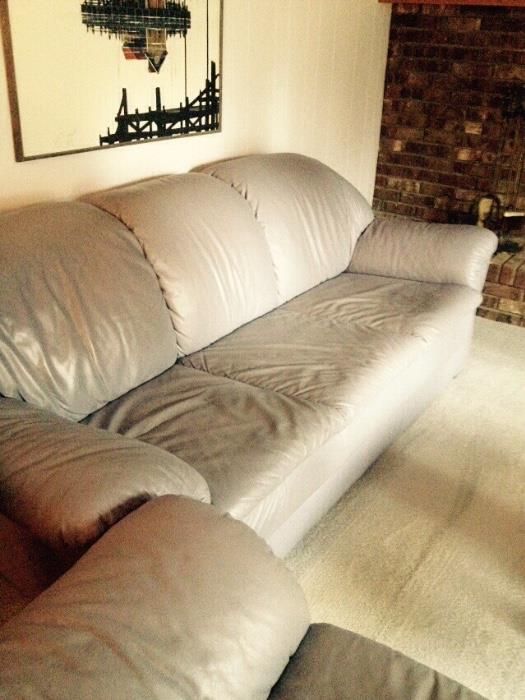 Leather couch - light grey