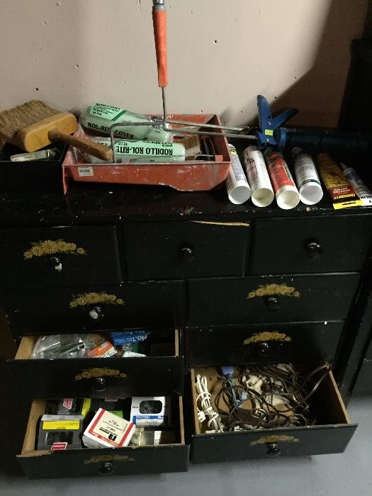 Basement finds... tools - electrical supplies, cords, caulk, painting tools and more!