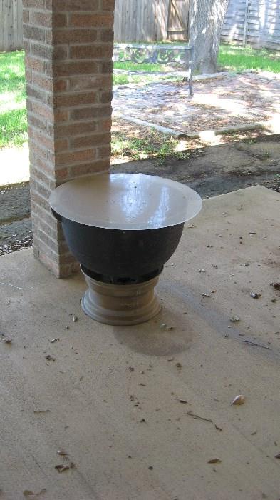 Iron Kettle stacked to make an end table