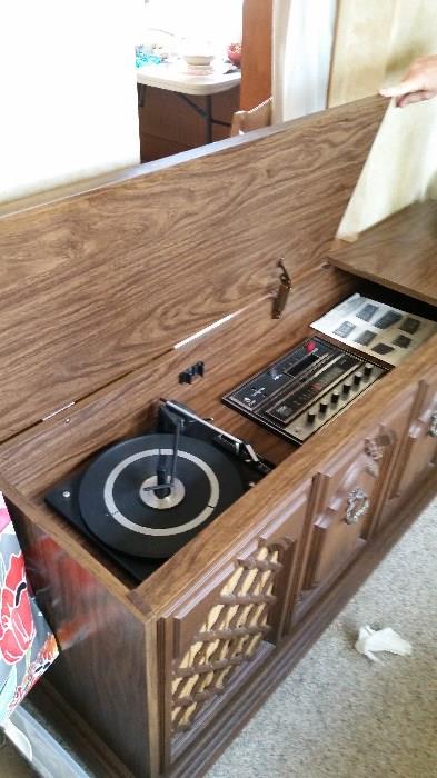 Vintage record player with radio. Working condition