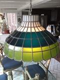 Vintage Stained Glass Hanging Chandelier