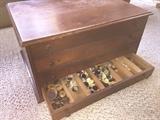 Antique Sewing Box with original contents and buttons