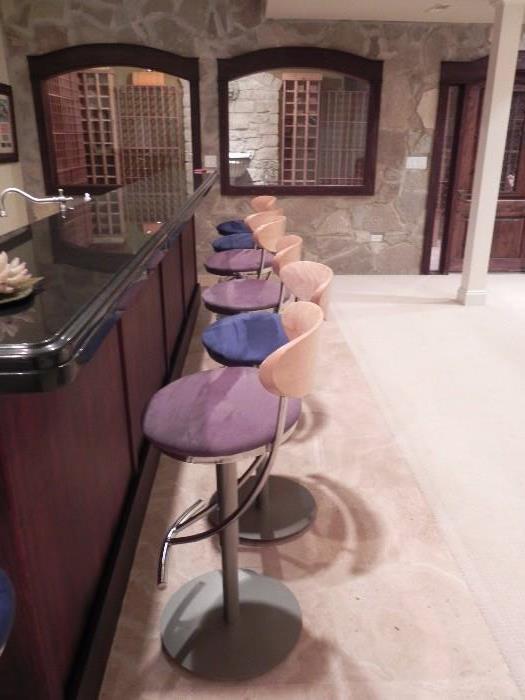 Bar stools 4 purple 4 blue