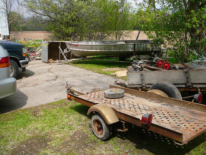 utility trailers12 foot boat, trailer and Johnson 25 HP motor