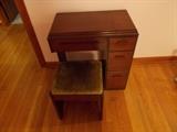Vintage SINGER Sewing Machine, Cabinet, & Upholstered Stool...beautiful wood!!!!!