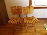 Pair of Individual Slats Swivel Chairs - will be sold as a pair