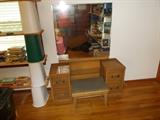 Mengel Furniture Mid Century Modern Vanity - Beveled Mirror - Upholstered Stool - NICE SET