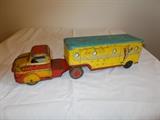 VINTAGE Roy Rogers, Trigger, Trigger, Jr. Metal Truck & Trailer - great coloring - tires intact - 1950's - I loved watching Roy Rogers & Trigger on Saturday mornings when I was growing up....MANY years ago!!!!!!
