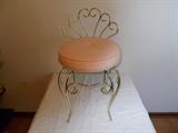 Brass Upholstered Round Vanity Stool - neat little piece!!!!!!!!!