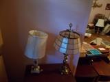 Pair of RETRO (970's) Lamps - left has marble base; right is brass