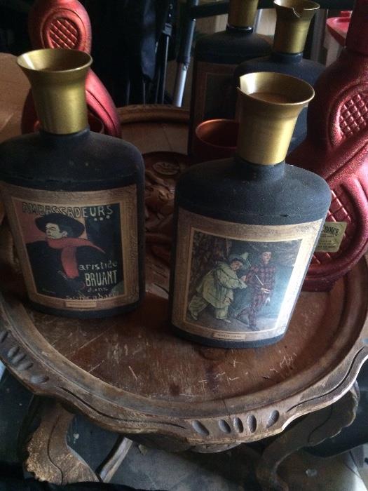 Antique Beam Choice bottles and cups, 