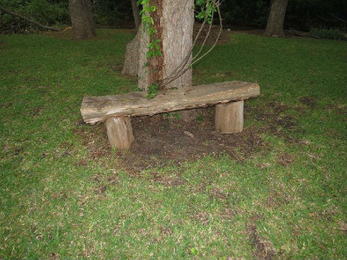 Several log benches