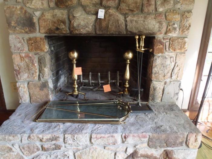 Fireplace Brass Andirons , Tools and more