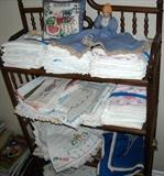 Lots of very nice old pillowcases, tablecloths, runners, etc.  All with embroidery, cross-stitch, etc.