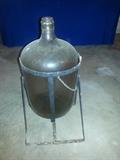 Vintage 5 gallon jar with metal stand