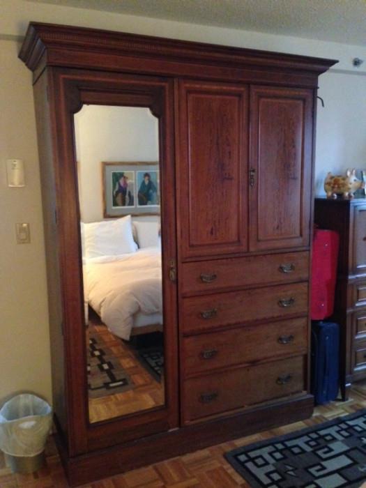 Mirror Front Armoire. **This piece will not be on site Saturday. It is in Brookline, MA. Please call if you are interested in purchasing this item** 617-817-1178