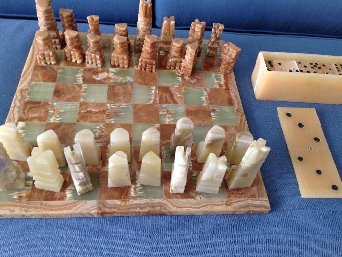 Onyx Chess set. Onyx domino set. 