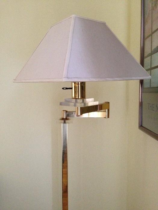Lucite accented brass floor lamp from Design Center