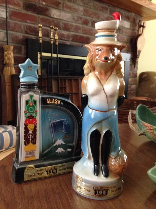 Vintage Liquor Bottles. Jim Beam. Alaska Purchase and Lady Fox. 
