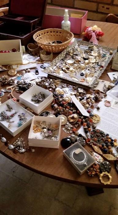 Lots and lots of vintage costume jewelry